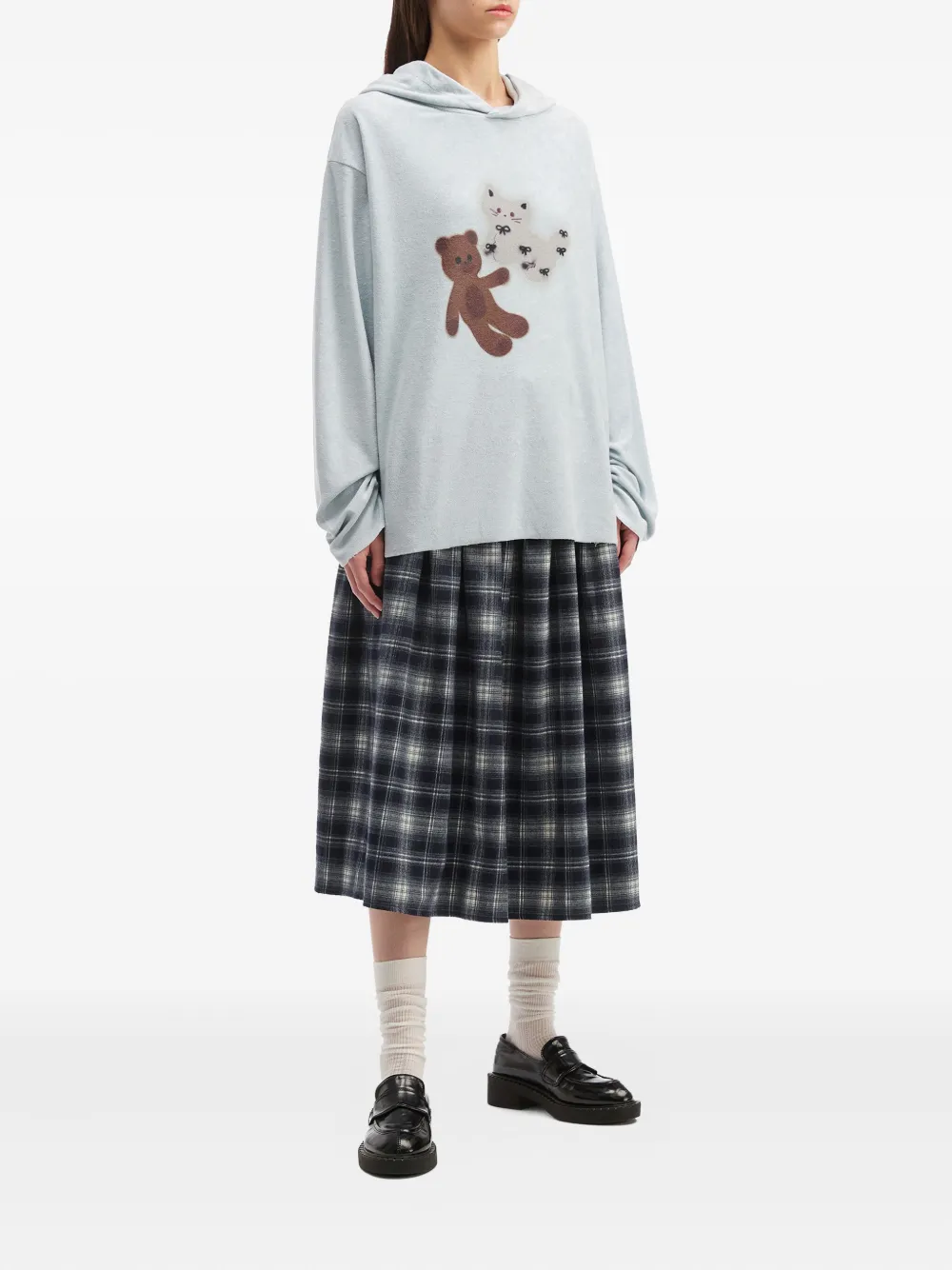 Tout a coup Geruite midi-plooirok - Blauw
