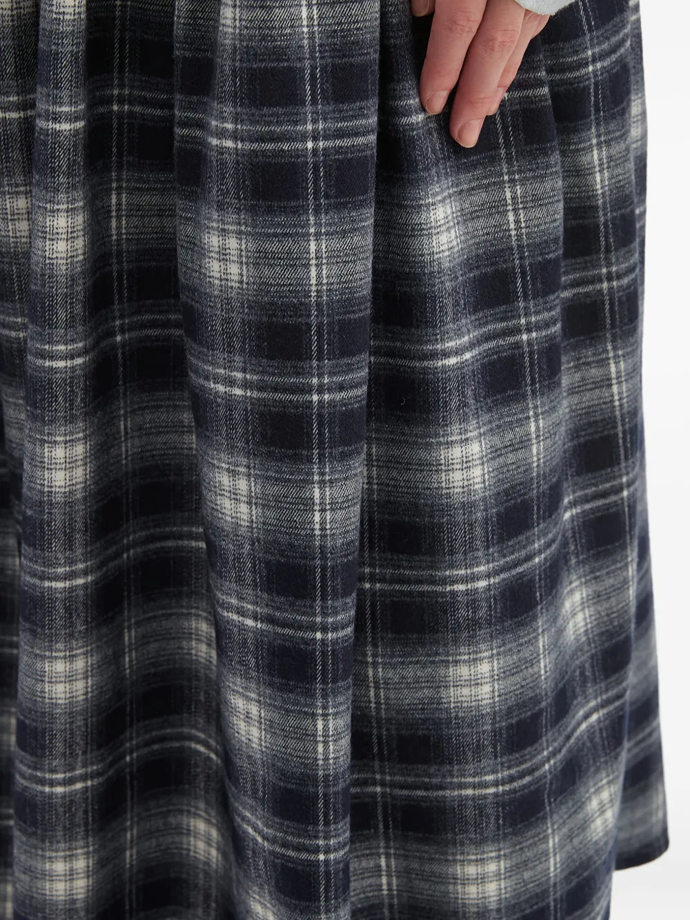 Tout A Coup Plaid-check Pleated Midi Skirt In Blue
