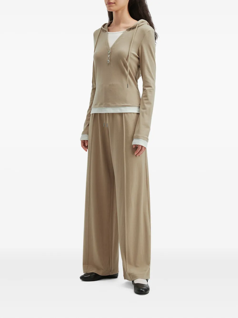 Tout A Coup Drawstring Trousers And Top Set In Brown