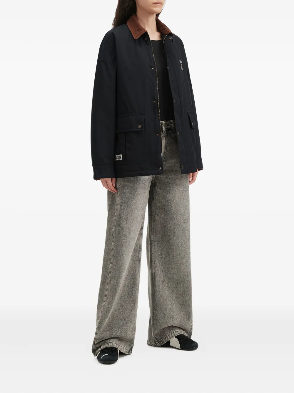 Fingercroxx Corduroy-collar Jacket In Animal Print