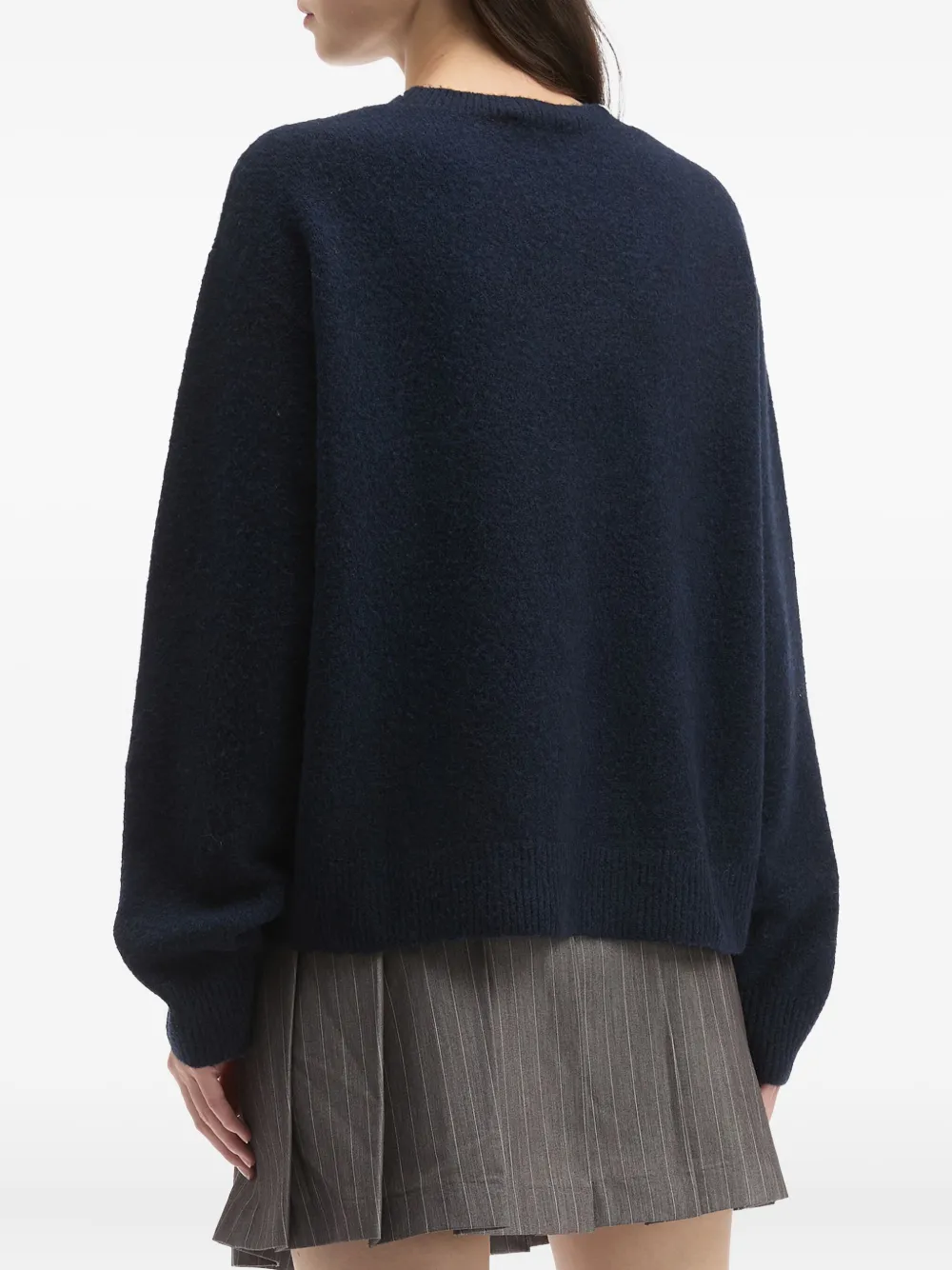 Tout A Coup Dog Appliqué Scalloped Sweater In Blue