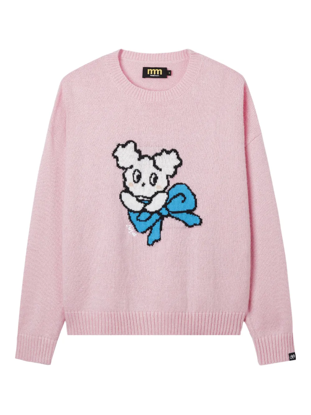 Mini Cream Intarsia-knit Crew-neck Sweater In Pink