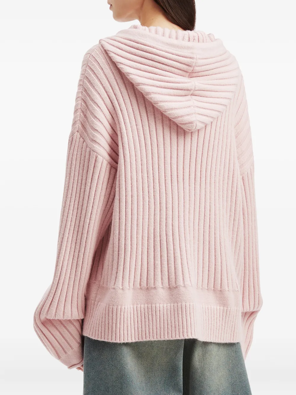 Tout A Coup Ribbed Hoodie In Pink