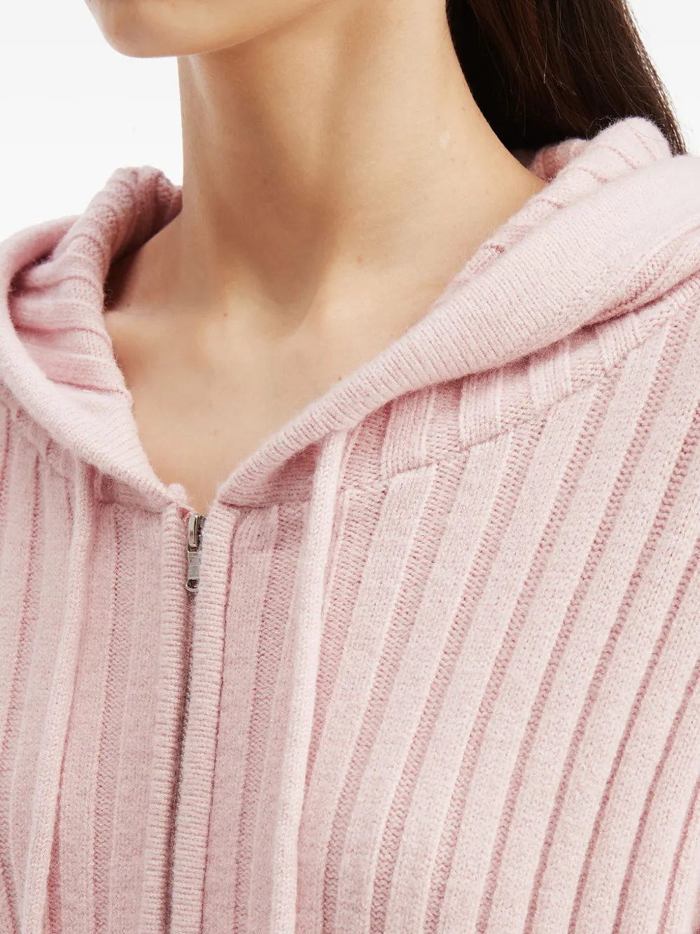 Tout A Coup Ribbed Hoodie In Pink