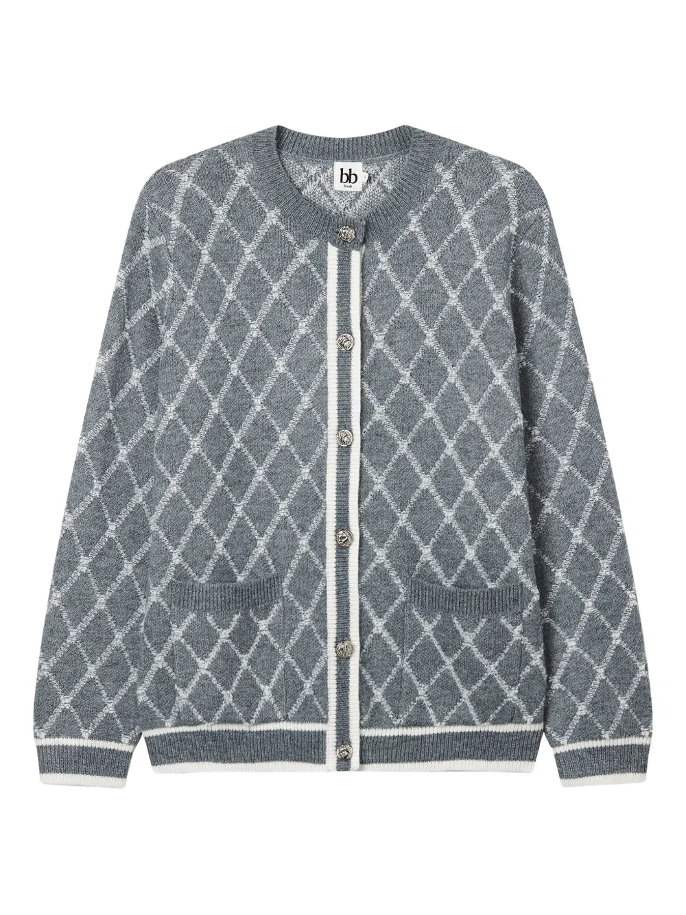b+ab argyle-pattern cardigan | Grey | Image 1