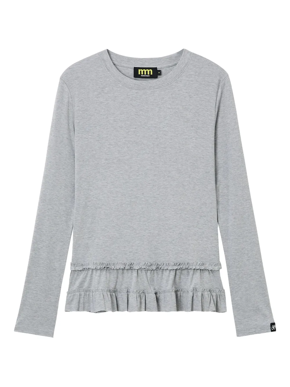 Mini Cream Ruffled Long-sleeve Top In Gray