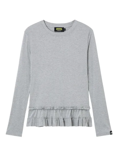Mini Cream top manga larga con volantes