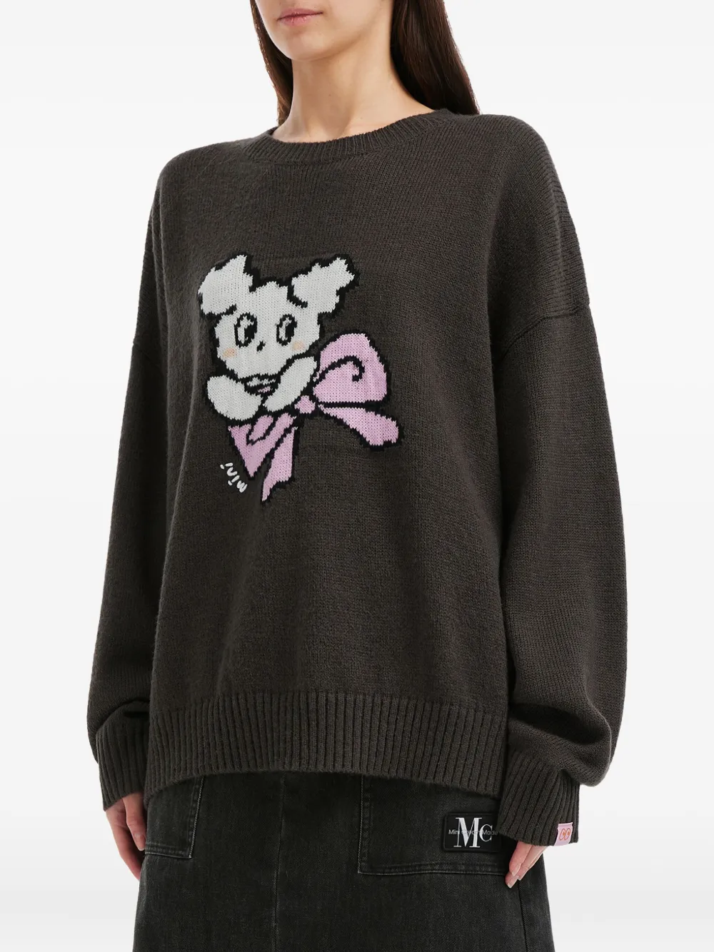  Mini Cream Intarsia-knit Sweater - Brown 