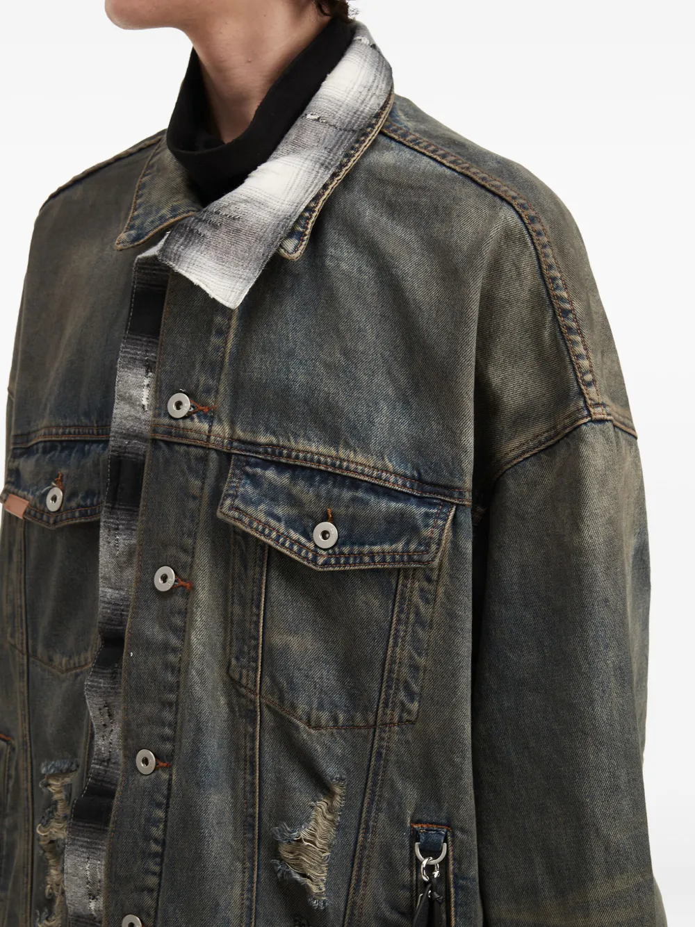 Musium Div. Gerafeld denim jack Blauw