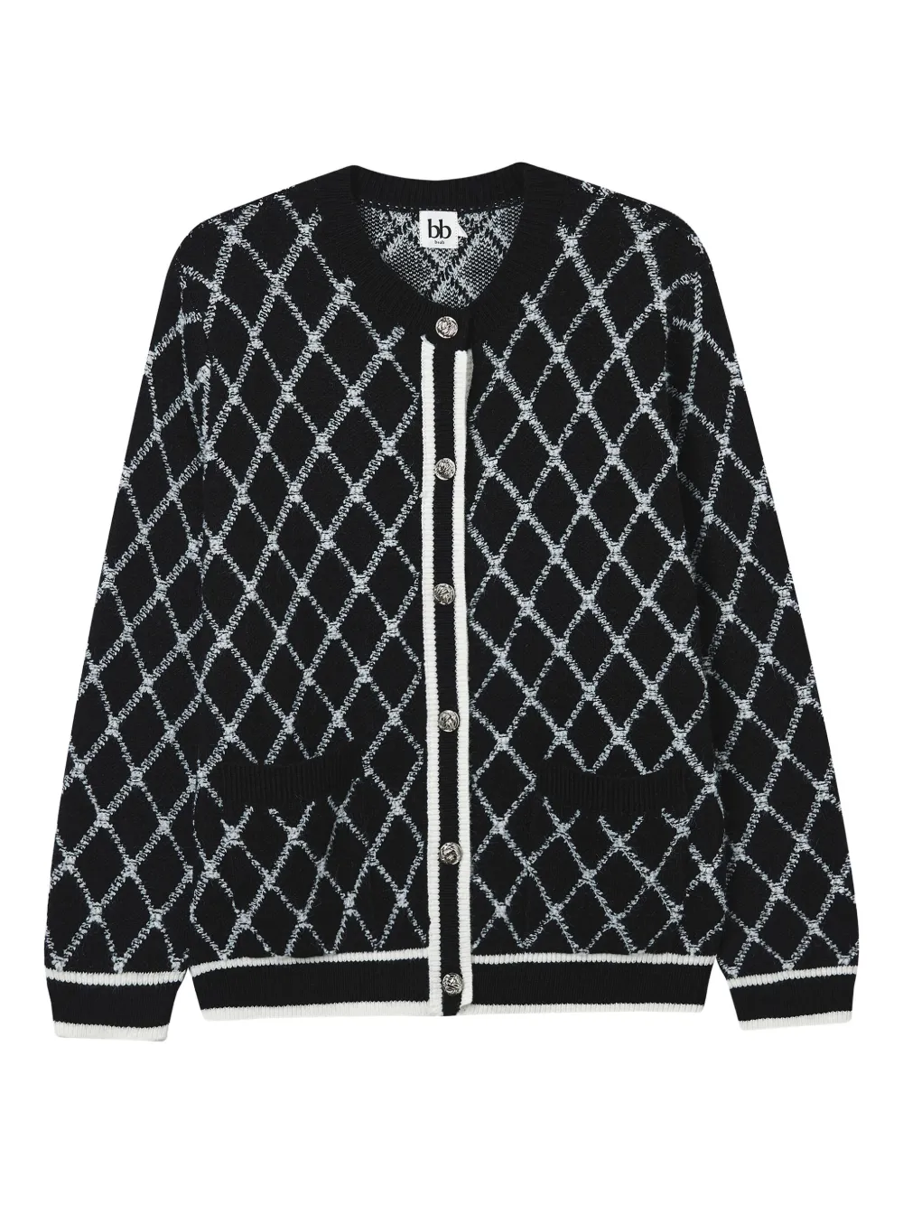 b+ab argyle-pattern cardigan | Black | Image 1