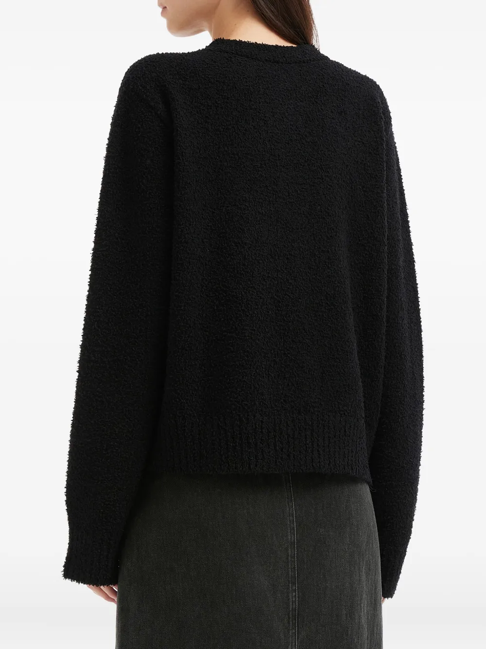 Mini Cream Bear-appliqué Cardigan In Black