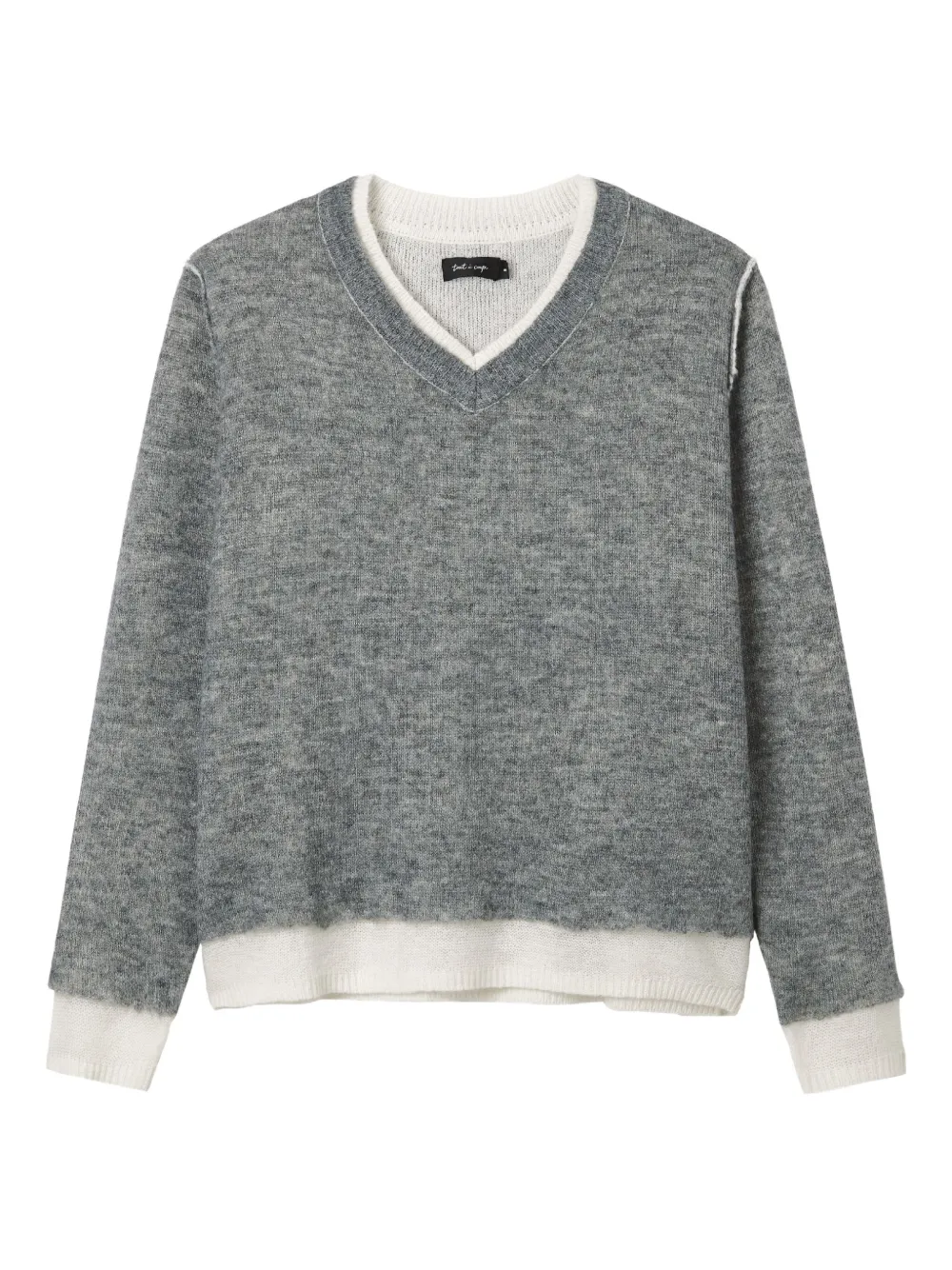 Tout A Coup V-neck Raw-cut Sweater In Gray