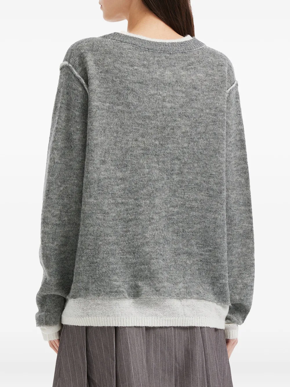 Tout A Coup V-neck Raw-cut Sweater In Gray