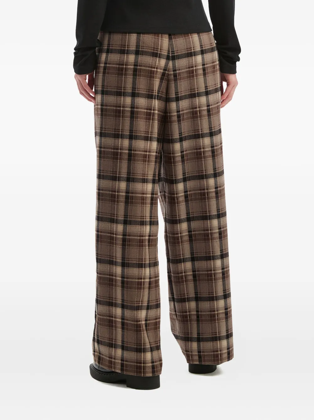 Tout A Coup Plaid-check Pleated Trousers In Brown