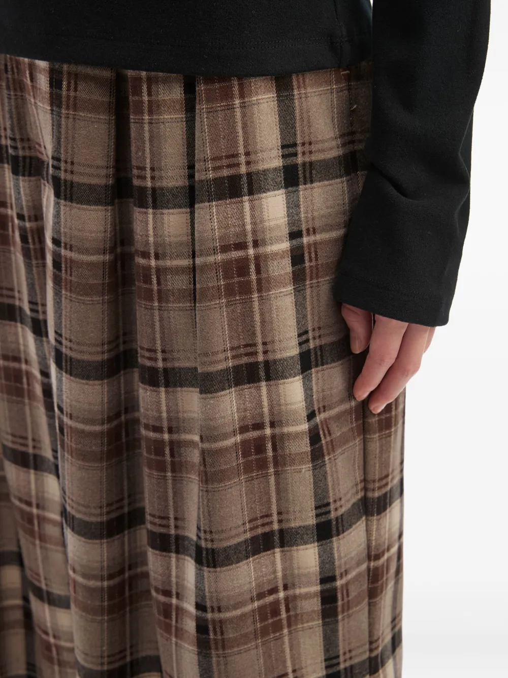 Tout A Coup Plaid-check Pleated Trousers In Brown