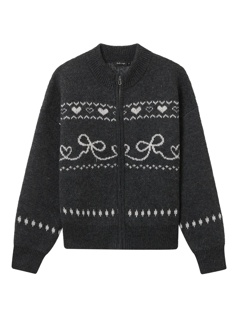 Tout A Coup Intarsia-knit Cardigan In Gray
