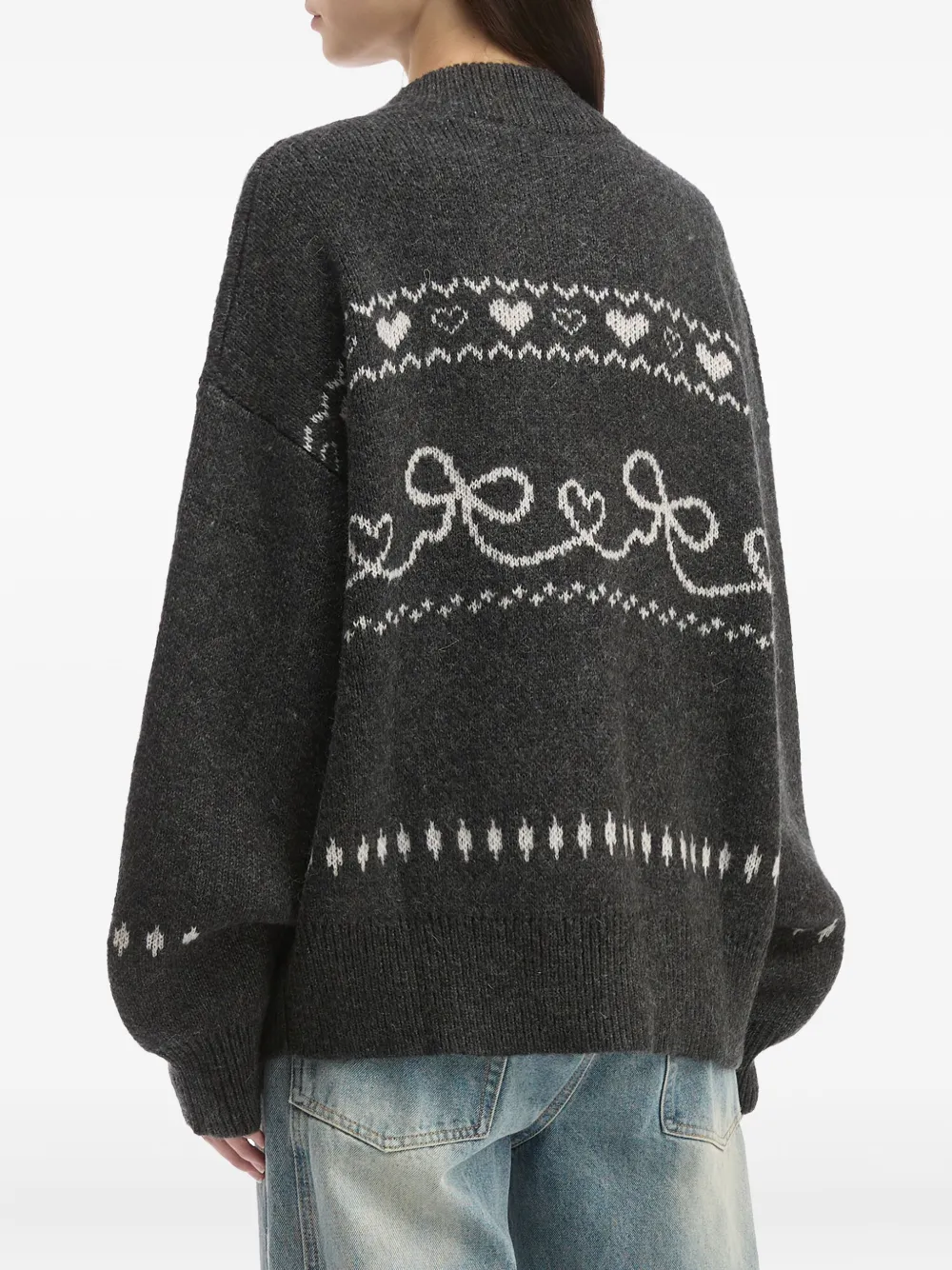 Tout A Coup Intarsia-knit Cardigan In Gray