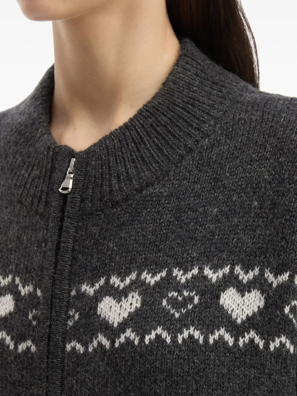 Tout A Coup Intarsia-knit Cardigan In Gray