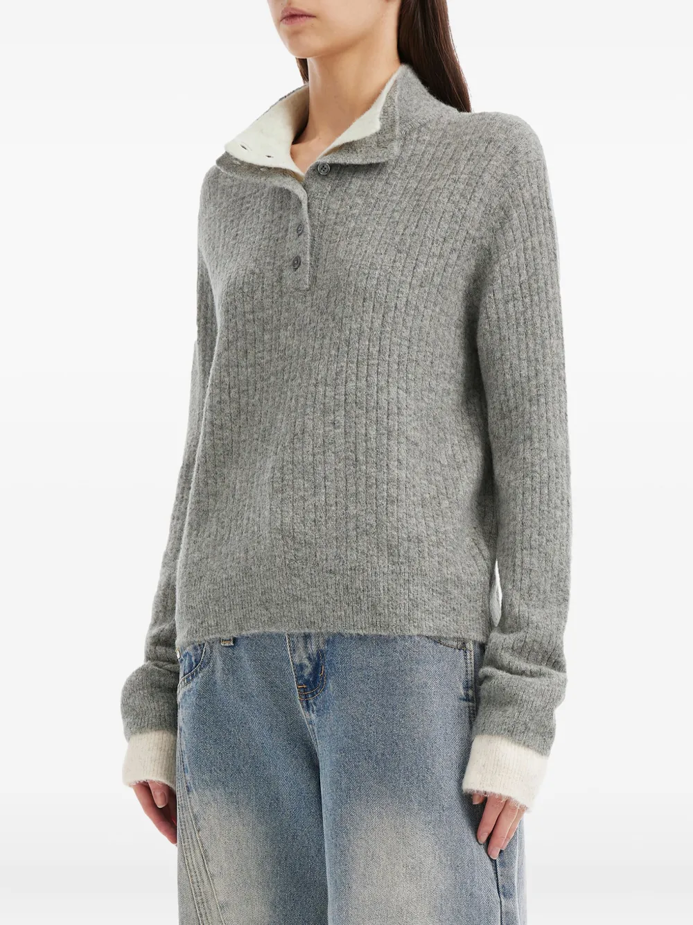 Tout A Coup Ribbed Sweater In Gray