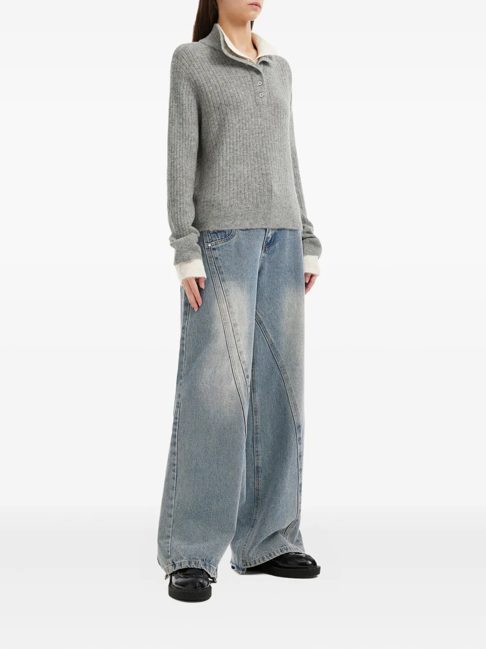 Tout A Coup Ribbed Sweater In Gray