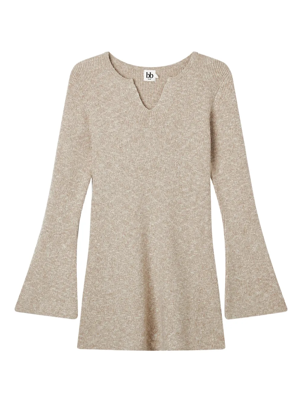 b+ab flared-sleeve V-neck mini dress | Neutrals | Image 1