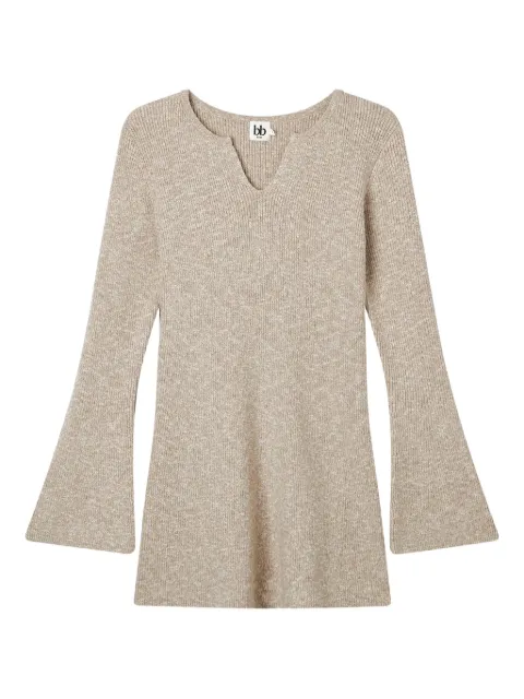 b+ab flared-sleeve V-neck mini dress