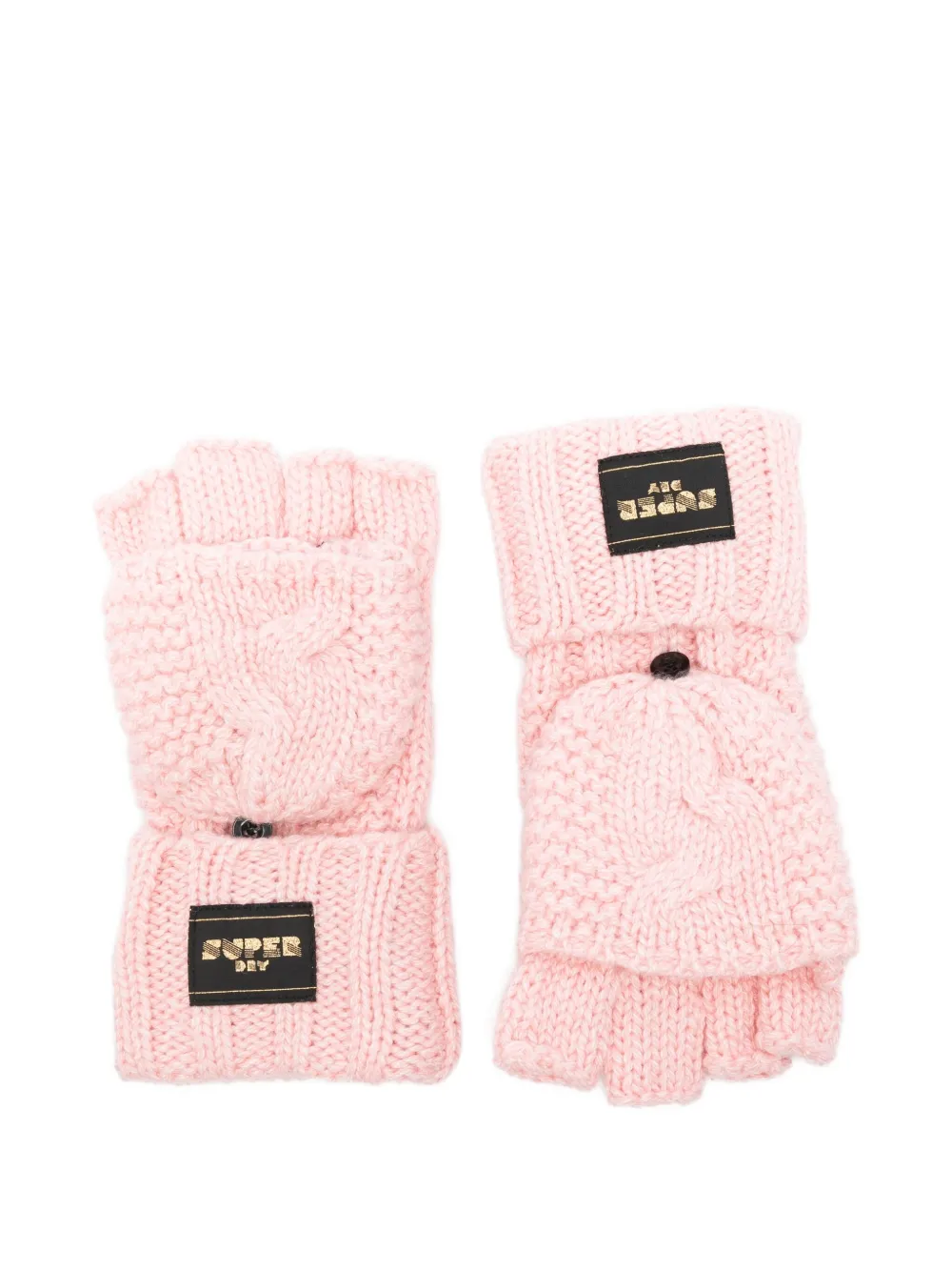 Superdry Guanti in maglia a trecce - Rosa