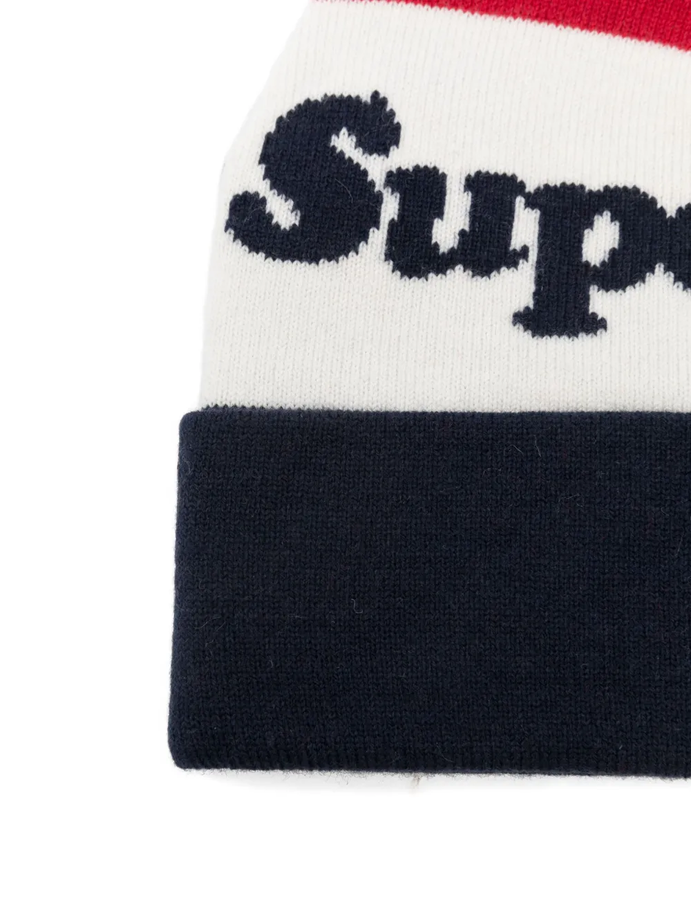 Superdry Pompom-detail Striped Beanie In Black