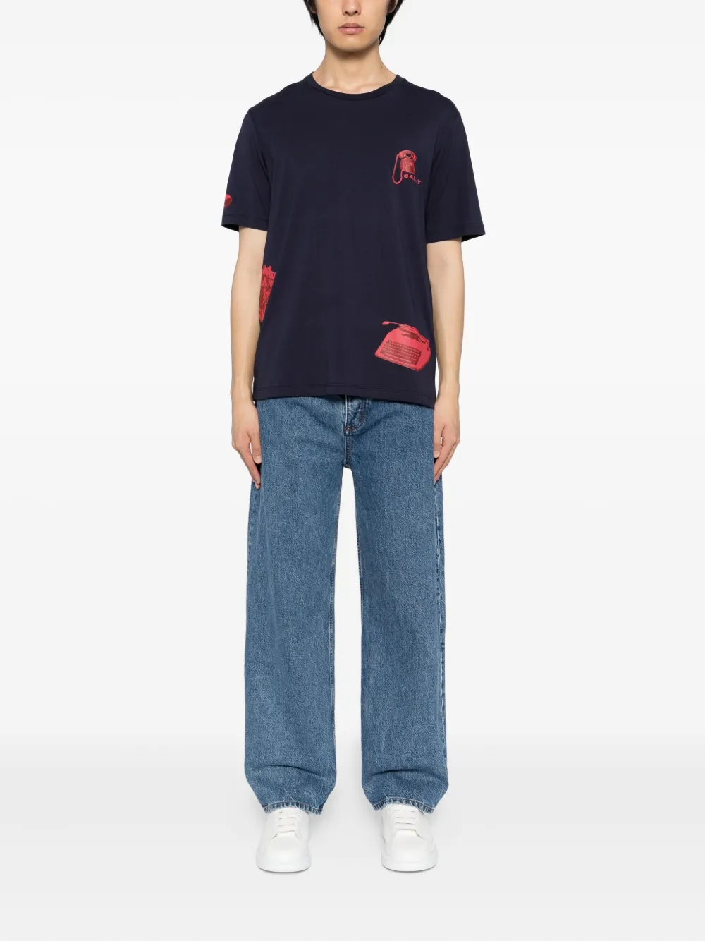 Bally Katoenen T-shirt met grafische print - Blauw