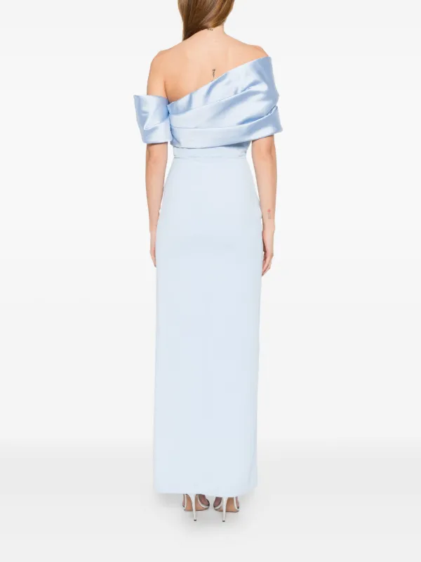 alexis light blue dress Solace London The Maxi In | Blue Black & White Lace Hovara Size:M - Bust 38-42