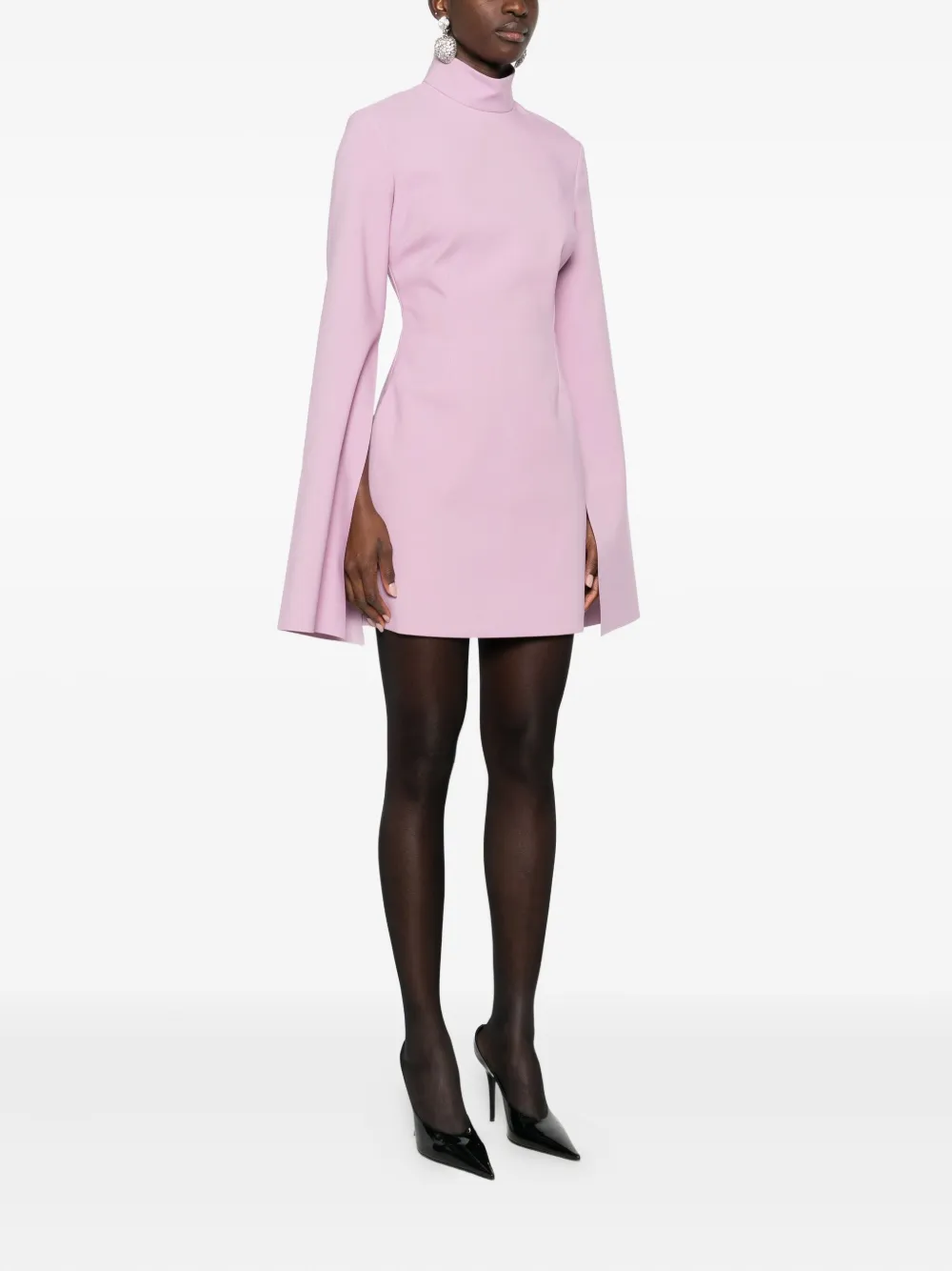Solace London Funnel-neck Mini Dress In Pink