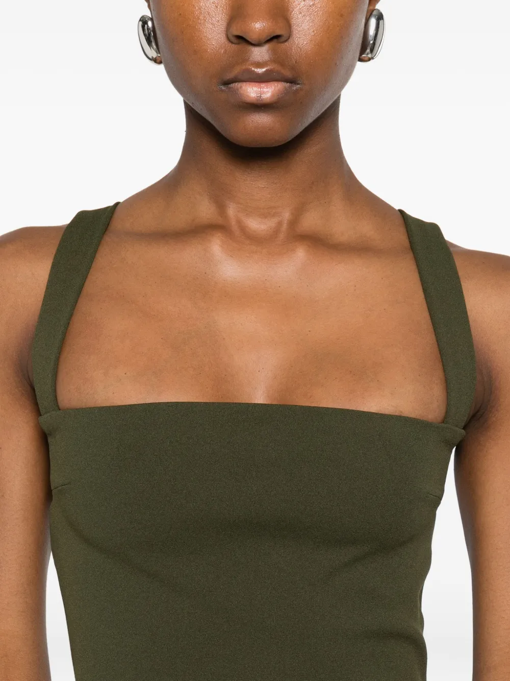 Solace London Square-neck Dress In Green
