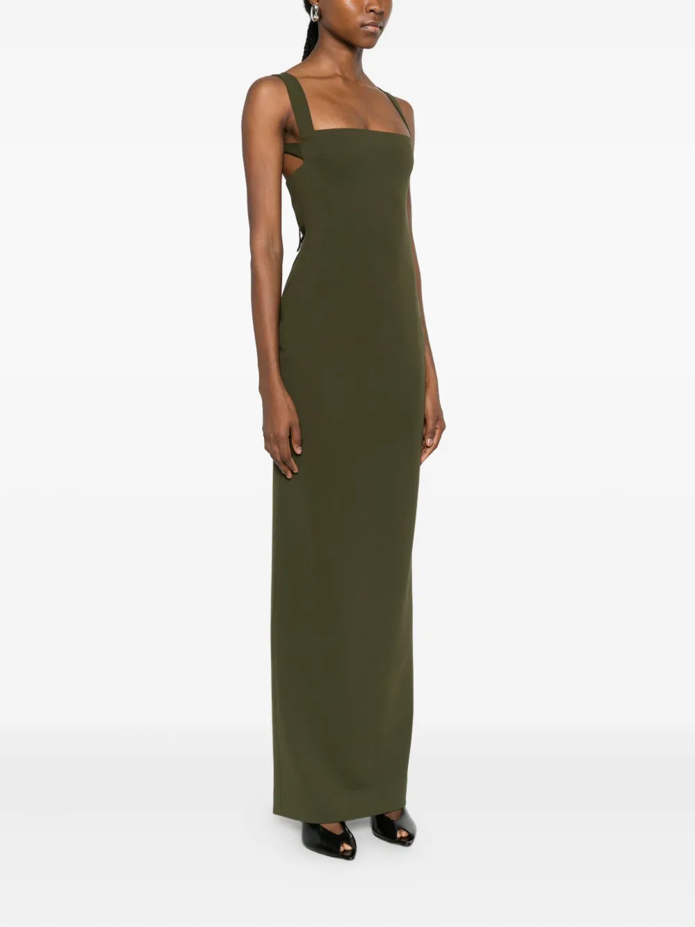Solace London Square-neck Dress In Green