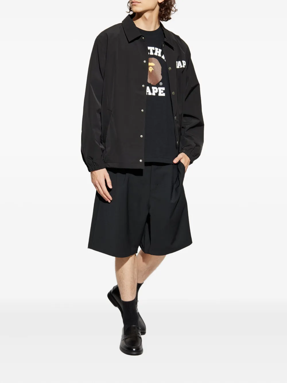 A BATHING APE logo-print T-shirt - Zwart