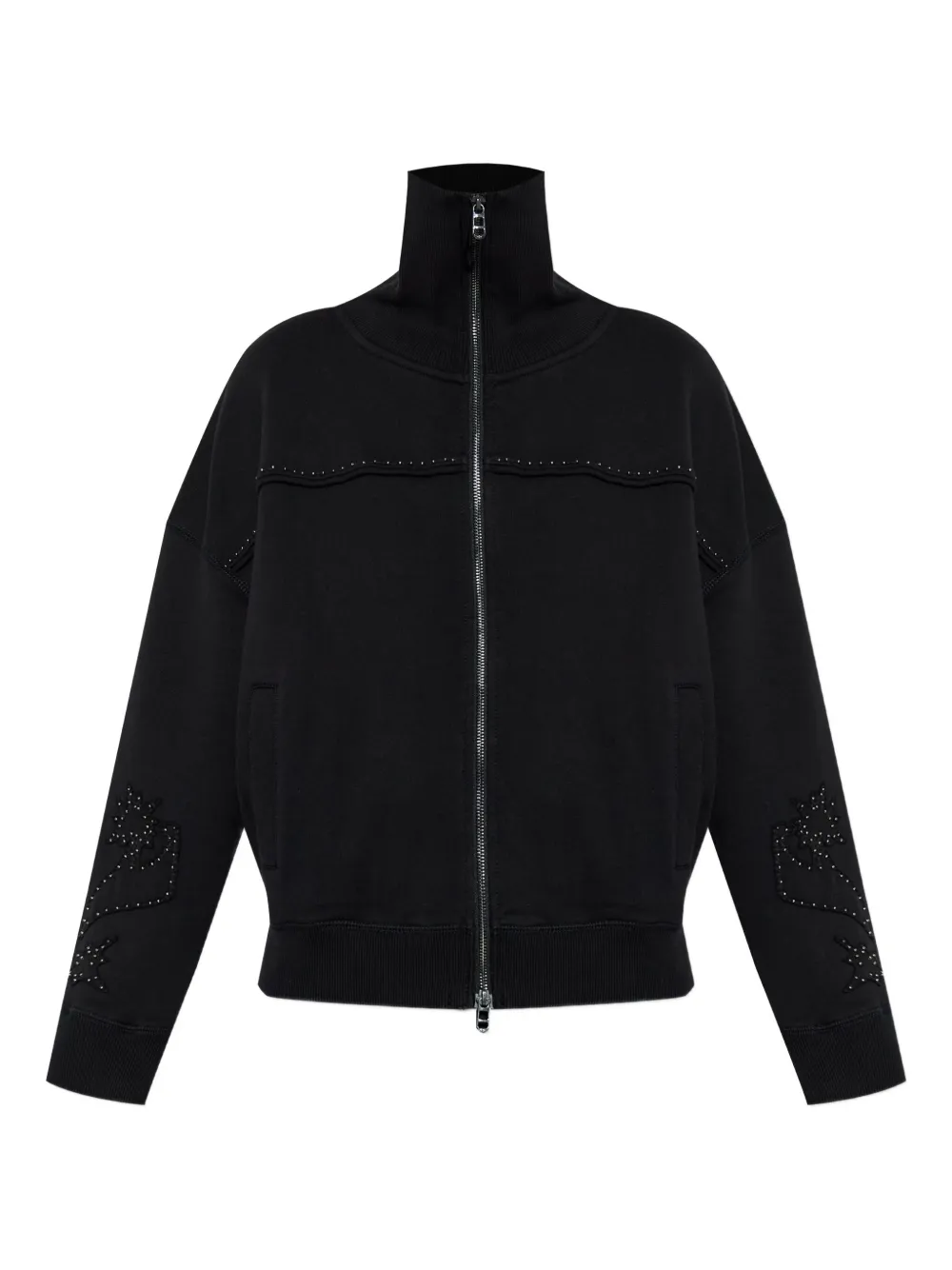 Zadig & Voltaire Milly Studded Patch Zip Sweatshirt In Black
