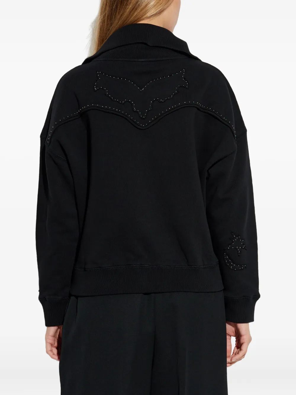 Zadig & Voltaire Milly Studded Patch Zip Sweatshirt In Black