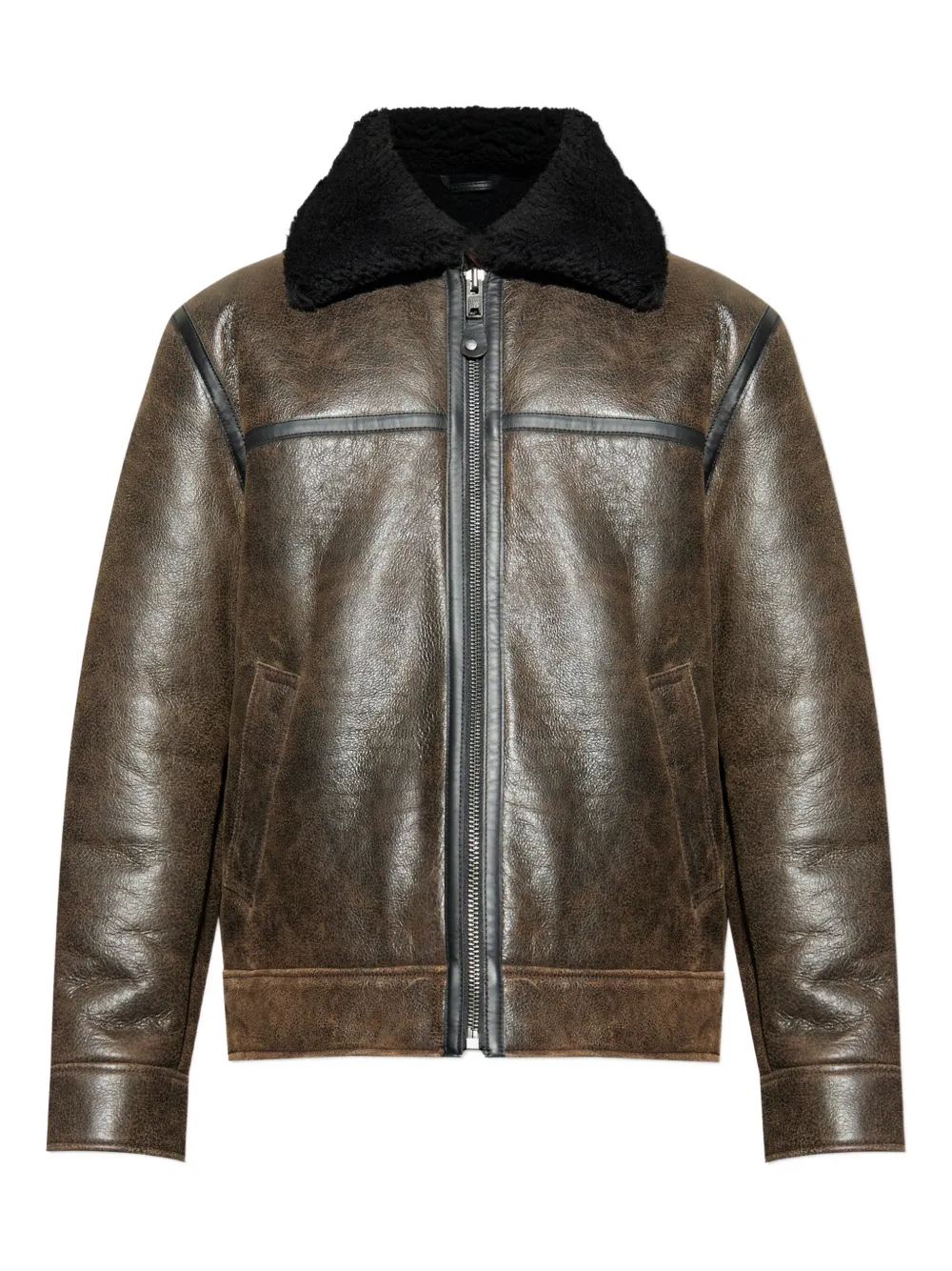 SAMSOE SAMSOE crackled shearling jacket | Brown | Image 1