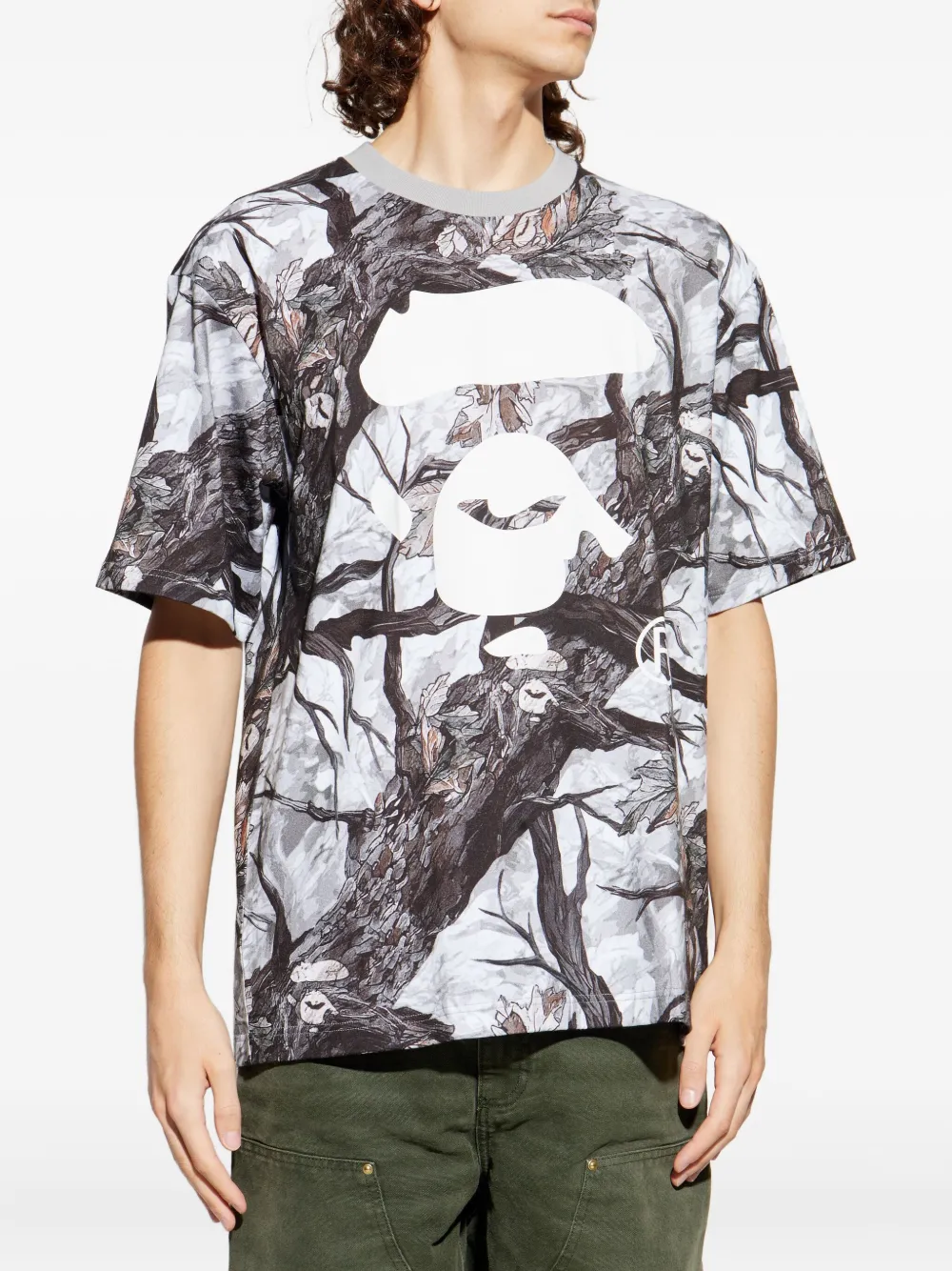 A BATHING APE T-shirt met logoprint Grijs