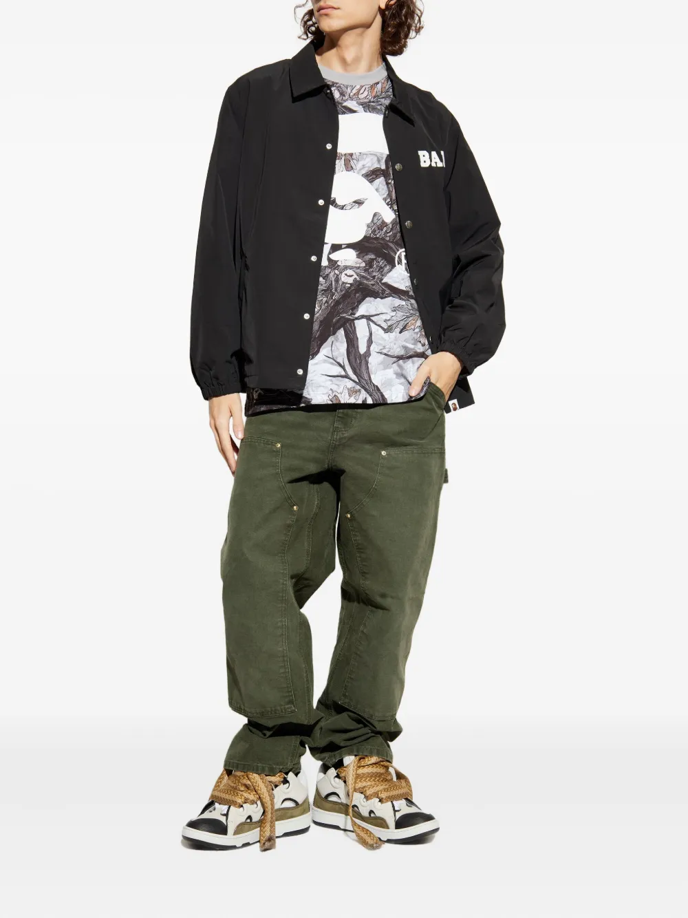 A BATHING APE logo-print T-shirt - Grijs