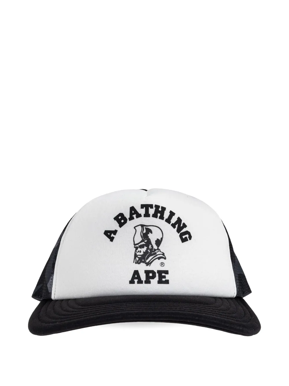 A Bathing Ape Logo-detail Camo-print Trucker Cap In White