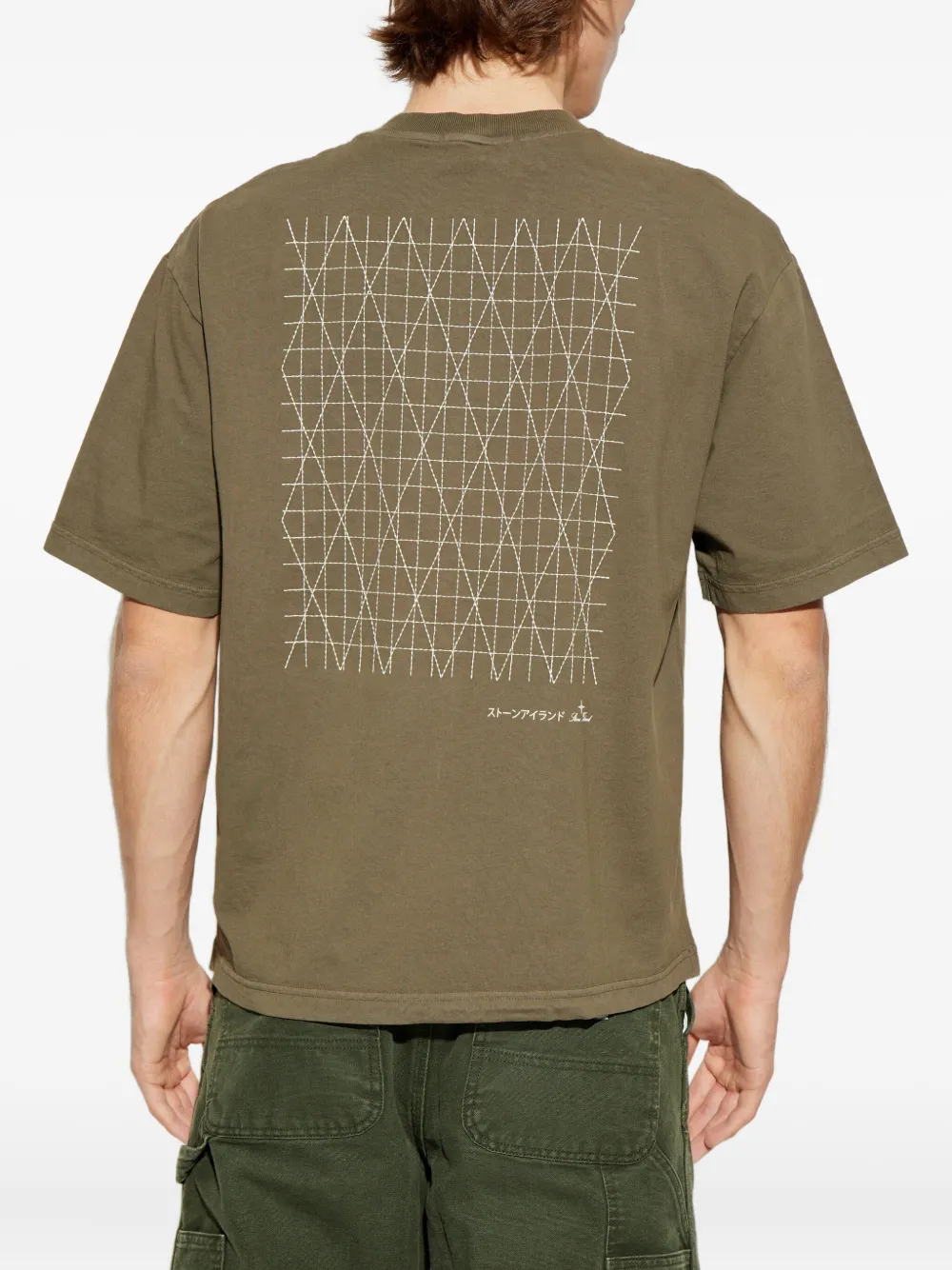 Stone Island T-shirt met gestikt detail Bruin