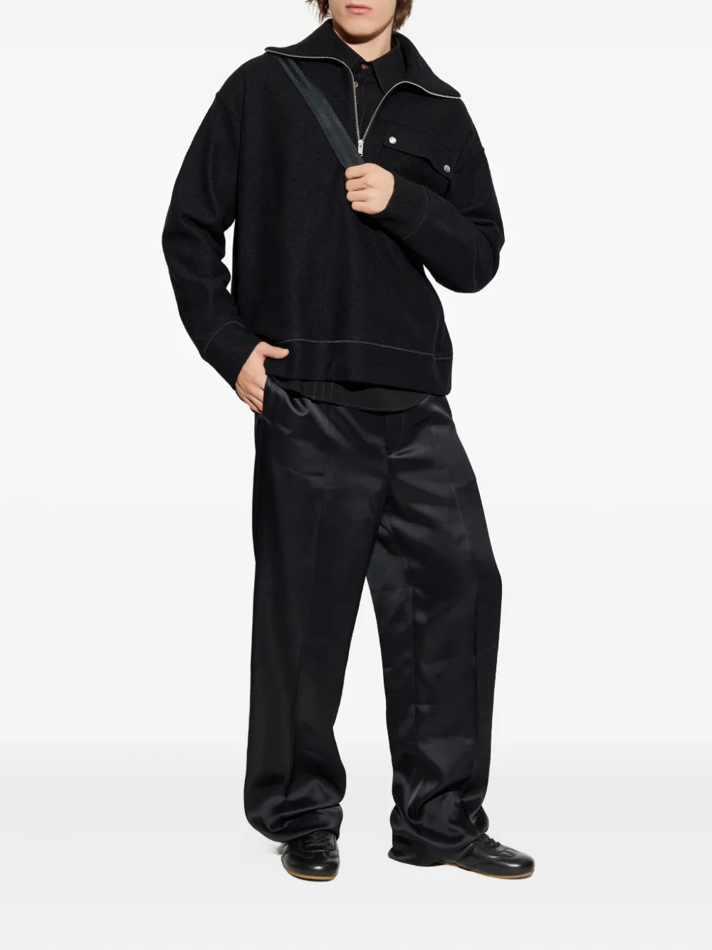 Jil Sander felted sweatshirt - Zwart