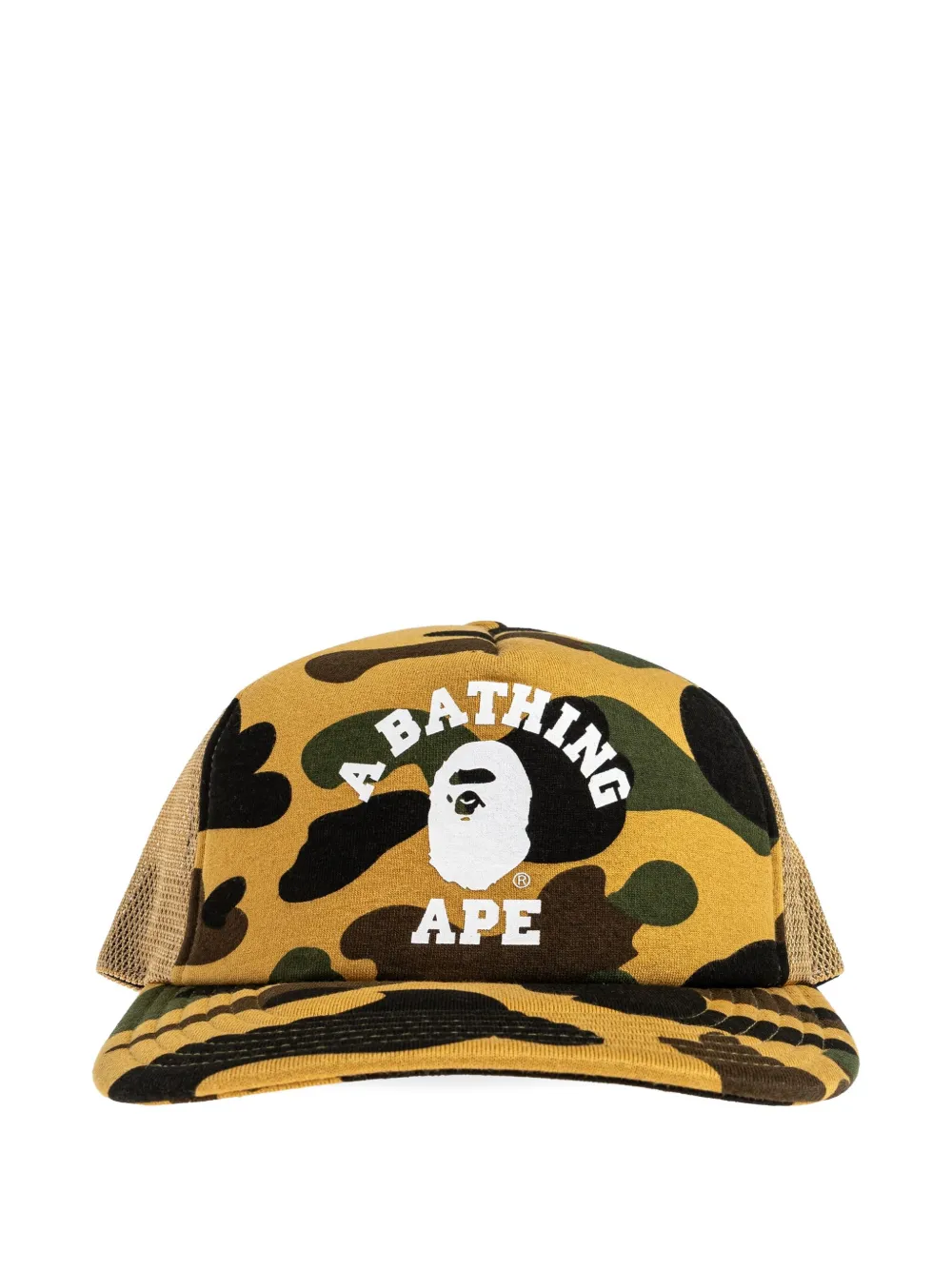 A Bathing Ape Camouflage Logo Baseball Cap In Yellow