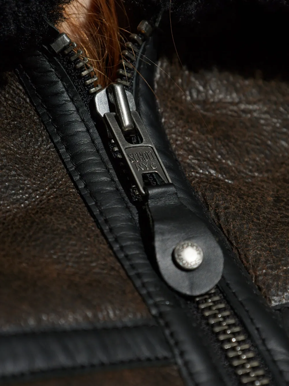 Samsoe & Samsoe Zippered Long-sleeved Leather Jacket In Brown