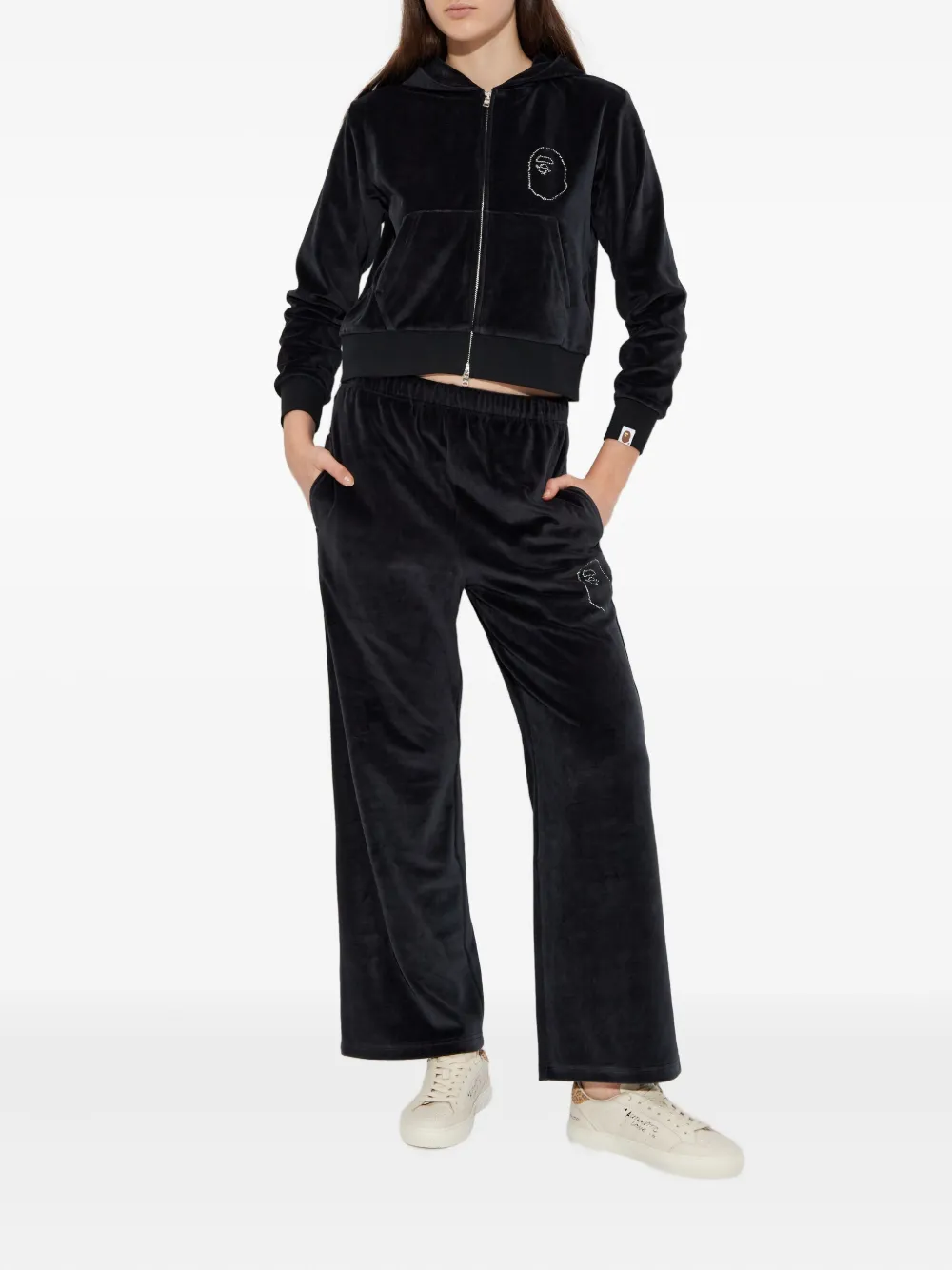 A BATHING APE rhinestone-embellished trousers - Zwart