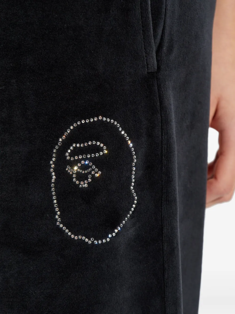 A BATHING APE Broek verfraaid met stras Zwart