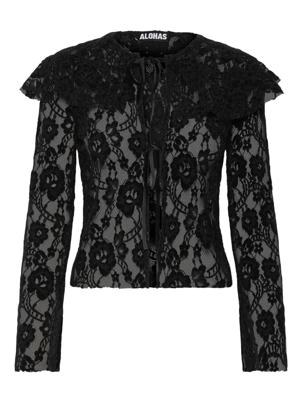 ALOHAS Gerüschtes Spitzentop | Schwarz | Image 1