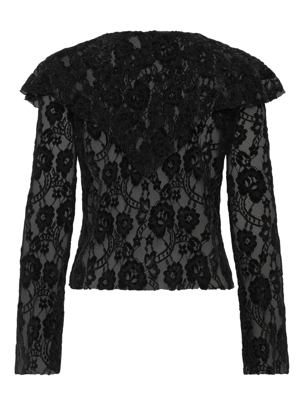 ALOHAS lace ruffled top - Zwart