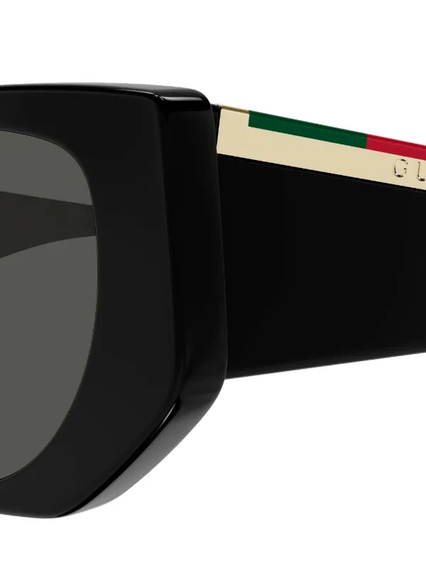 Gucci Eyewear ストライプ ジオメトリック サングラス | ブラック