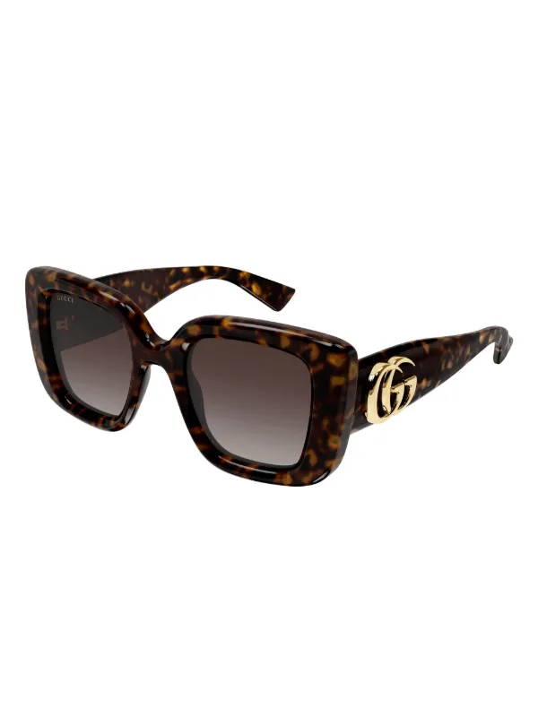 Gucci Eyewear GG1975S Logo Geometric Sunglasses | Brown 